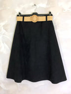 Plus Size Flared suede skirt with belt
