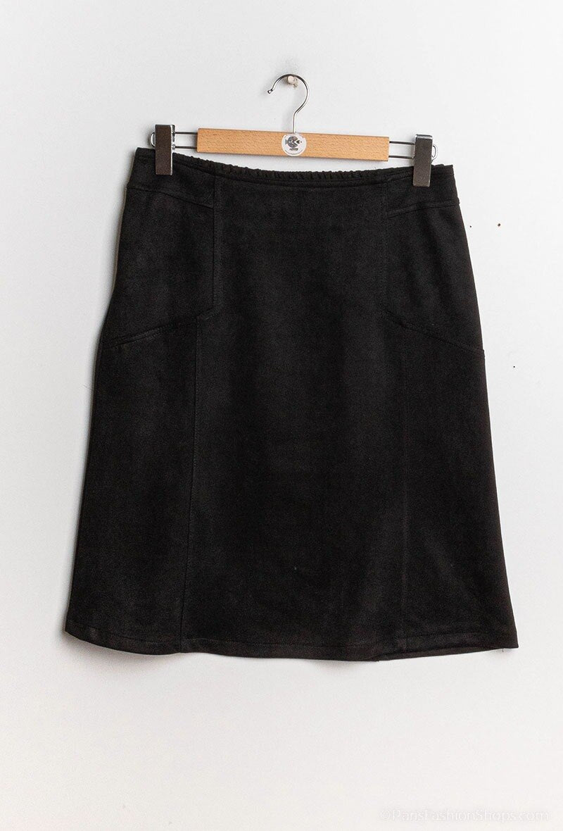 Plus Size Faux Suede Skirt - Comfort and Style