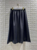 Plus Size Plus size faux leather skirt with lace patchwork and flared cut