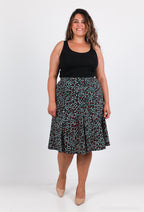 Plus Size Tryckt Fodrad Kjol