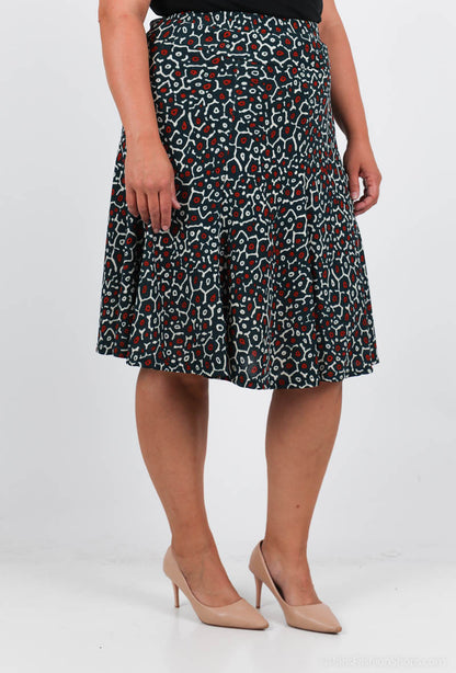Plus Size Lined Printed Skirt