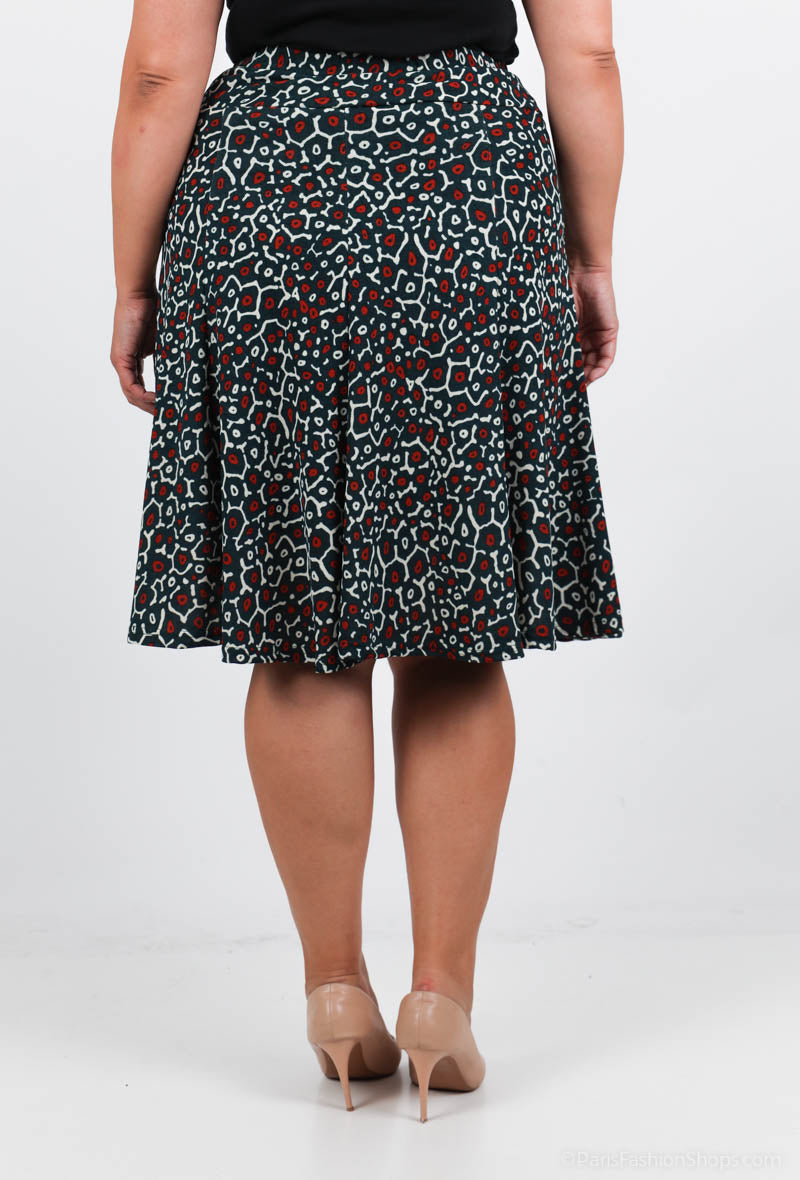 Plus Size Lined Printed Skirt