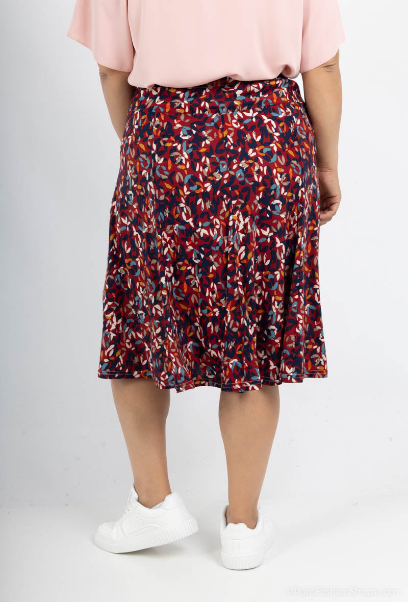 Plus Size Flared Doublet Printed Skirt