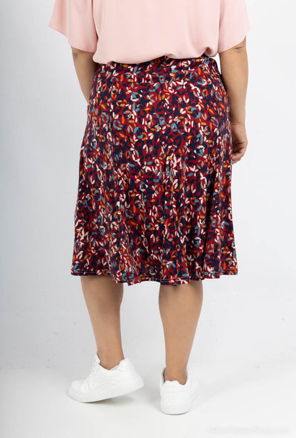 Plus Size Flared Doublet Printed Skirt