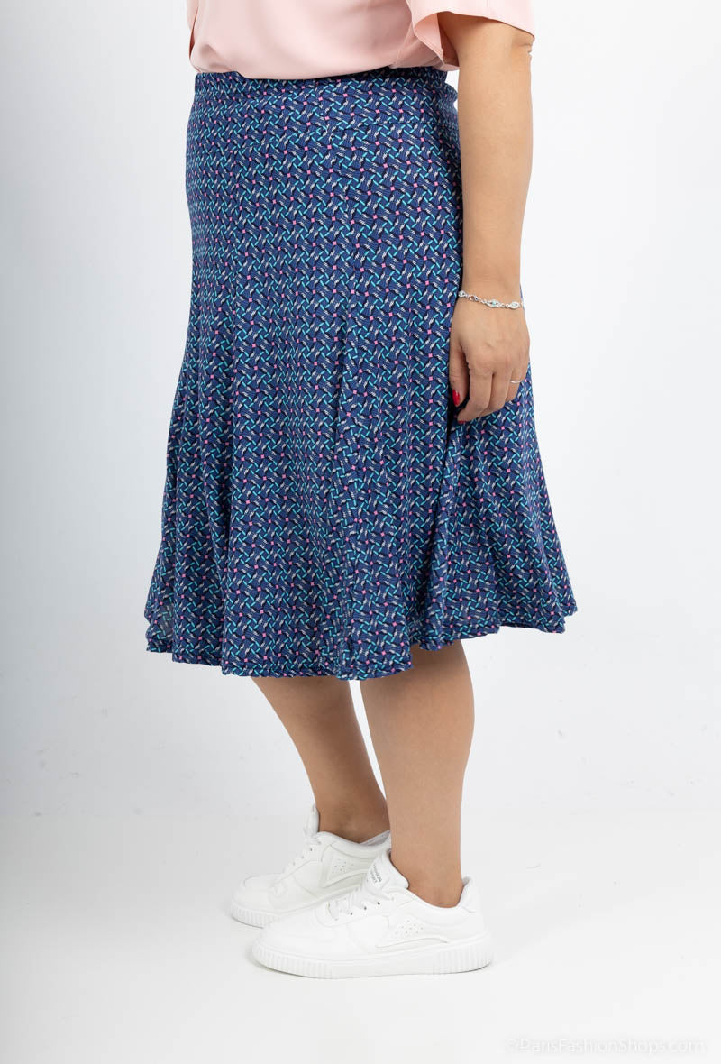 Flared doublet printed skirt i Stor Storlek