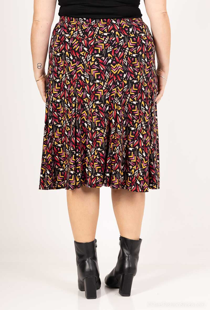 Plus Size Lined Printed Skirt