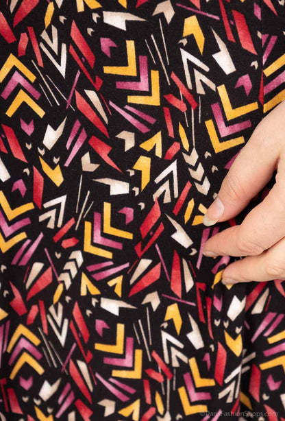 Plus Size Lined Printed Skirt