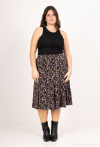 Plus Size Lined Printed Skirt