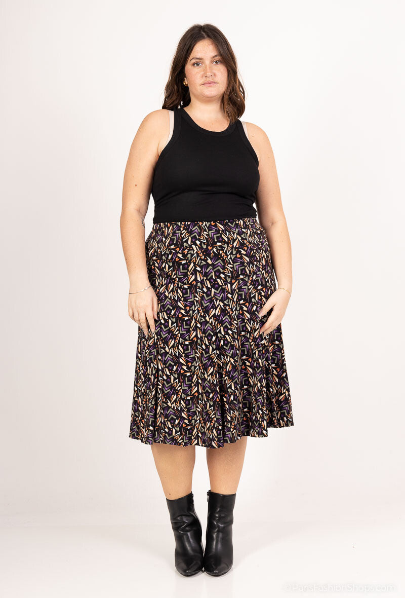 Plus Size Lined printed skirt