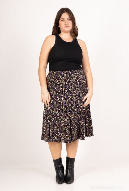 Plus Size Lined printed skirt
