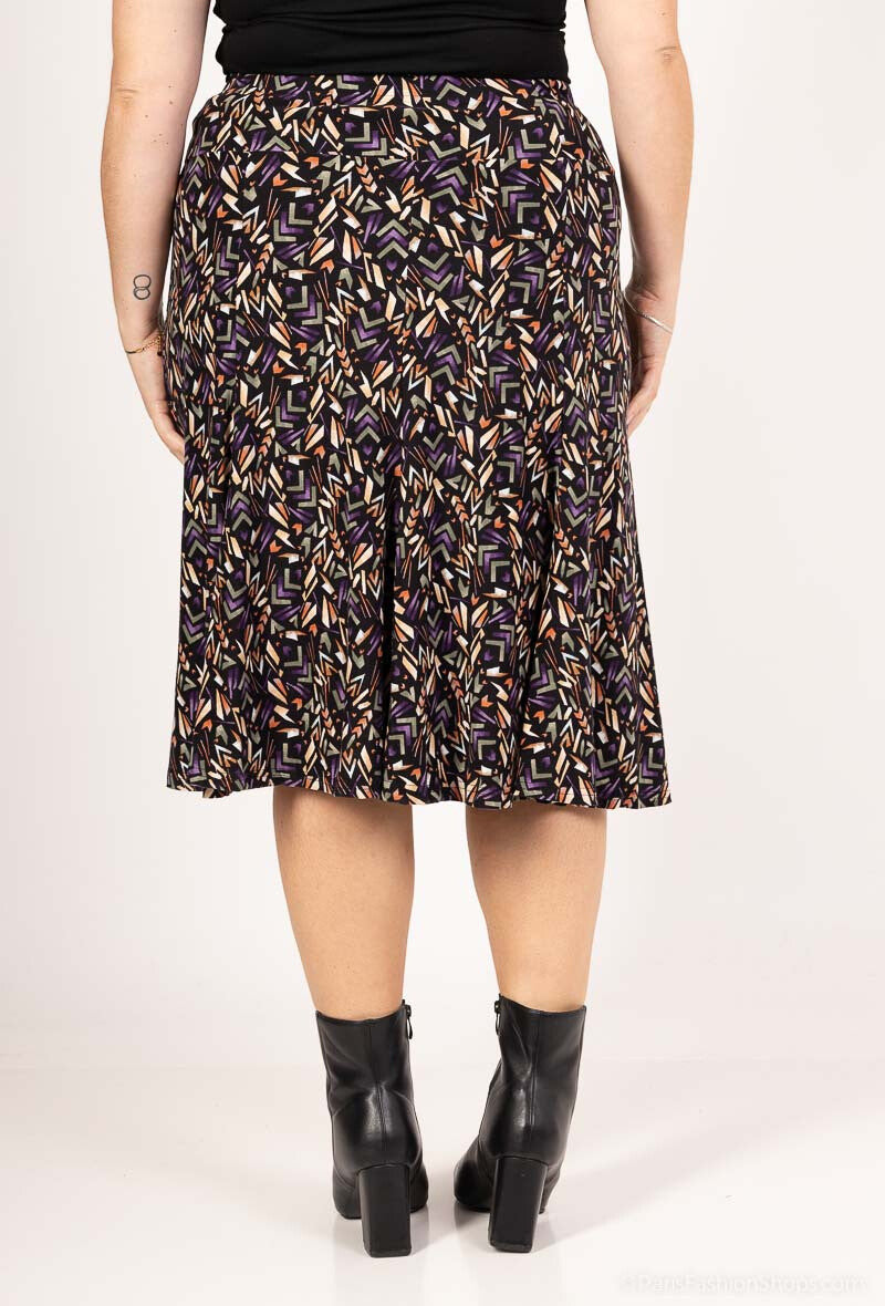 Plus Size Lined Printed Skirt