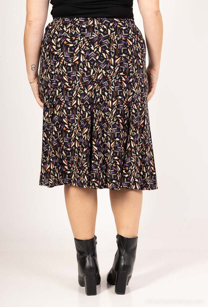 Plus Size Lined Printed Skirt