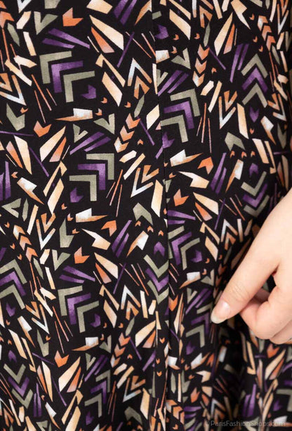 Plus Size Lined Printed Skirt