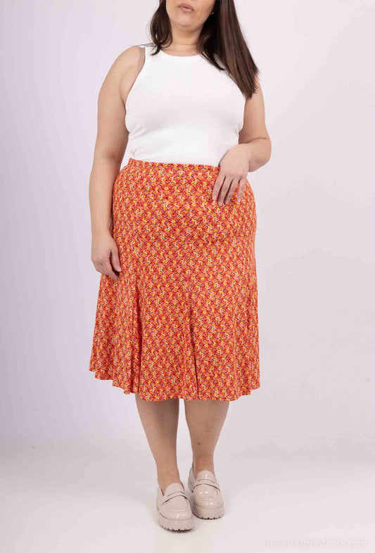 Plus Size Printed Flared Skirt