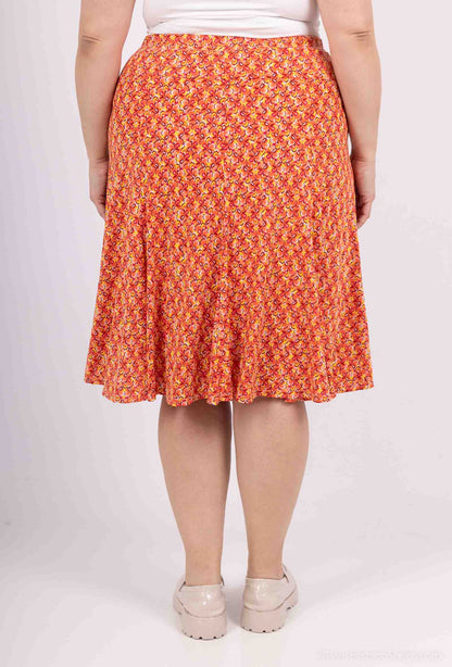 Plus Size Printed Flared Skirt