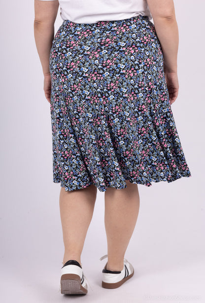 Plus Size Printed Flared Skirt