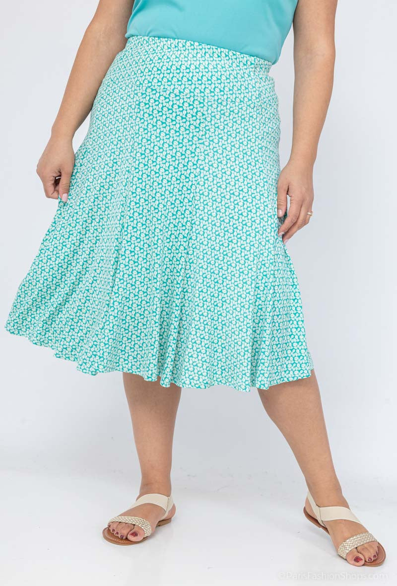 Plus Size Lined flared printed skirt