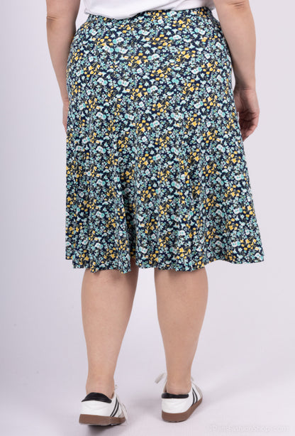 Plus Size Printed Flared Skirt