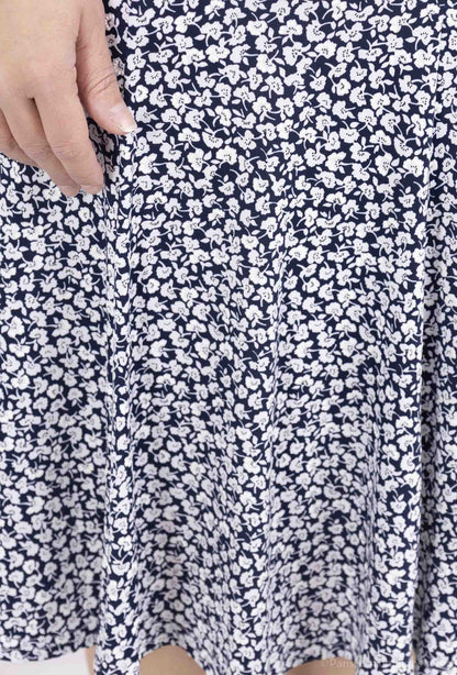 Plus Size Lined Flared Printed Skirt