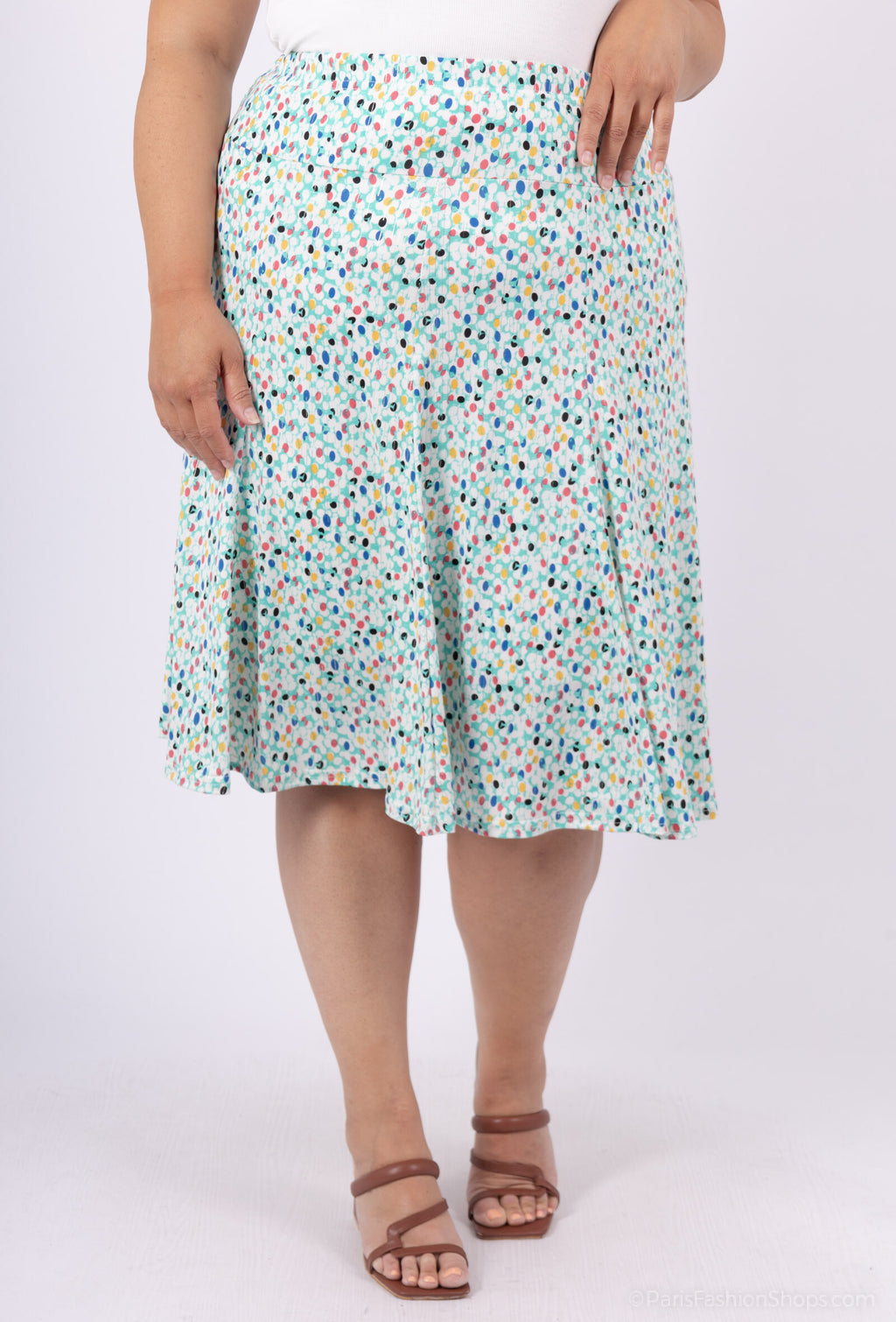 Tryckt Utsvängd Kjol i Plus Size
