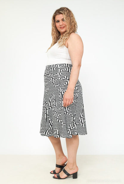 Plus Size Tryckt Kjol