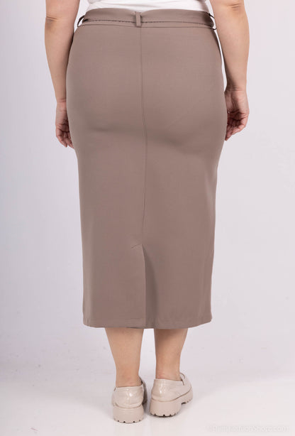 Plus Size Long Skirt with Belt