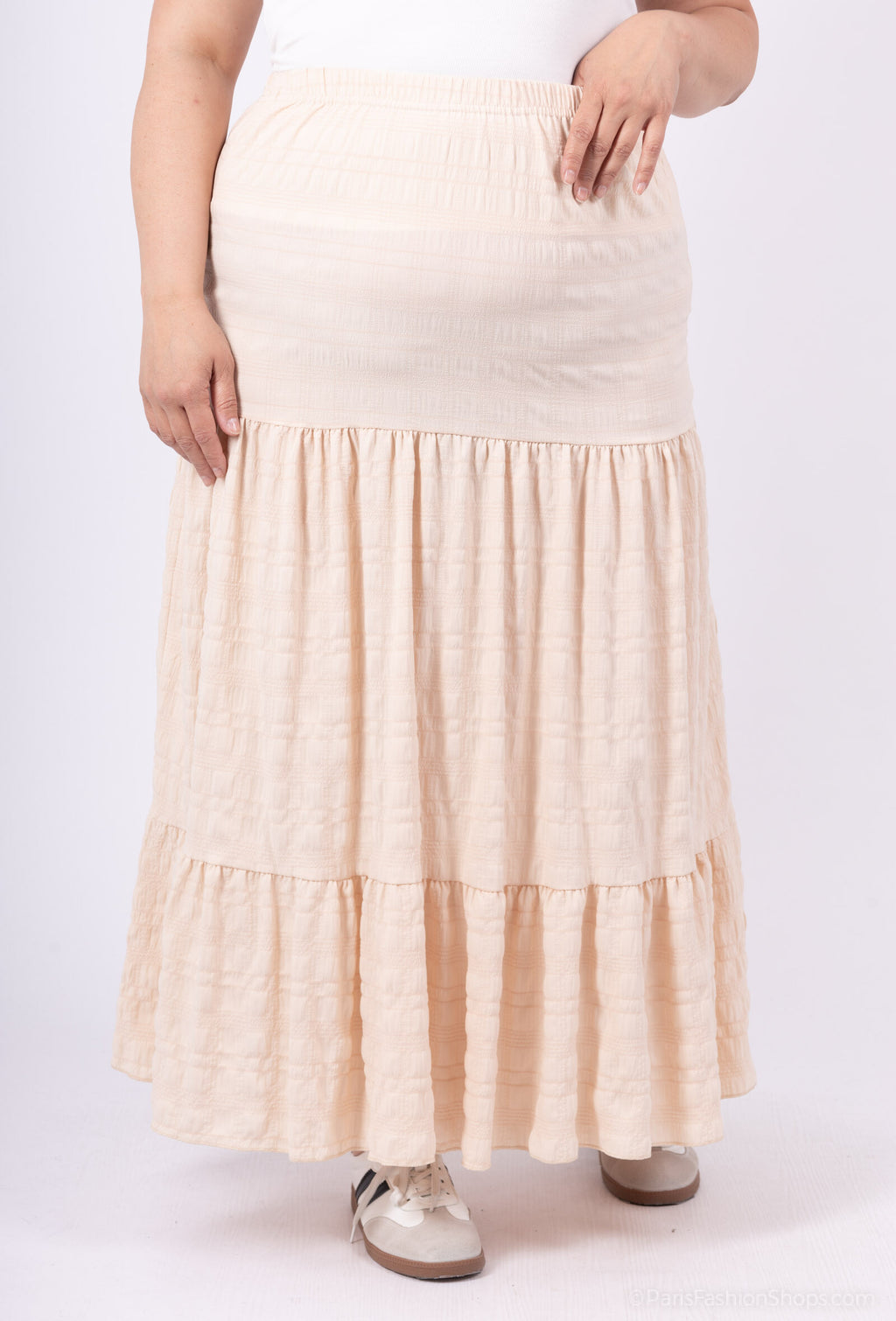 Plus Size Long -colored skirt with high waist and flying at the hemmerlet