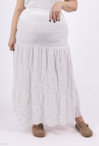 Plus Size Long -colored skirt with high waist and flying at the hemmerlet