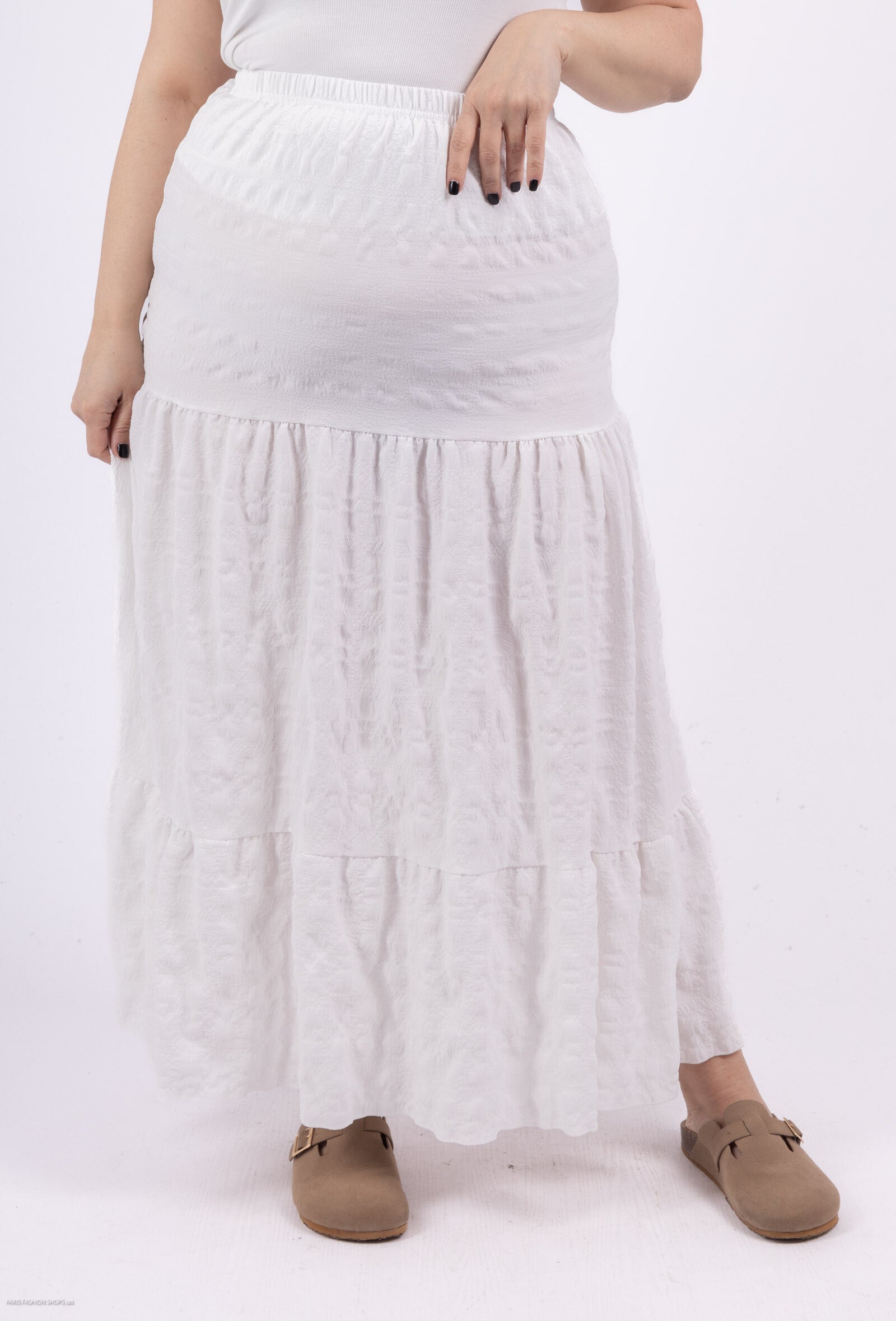 Plus Size Long -colored skirt with high waist and flying at the hemmerlet