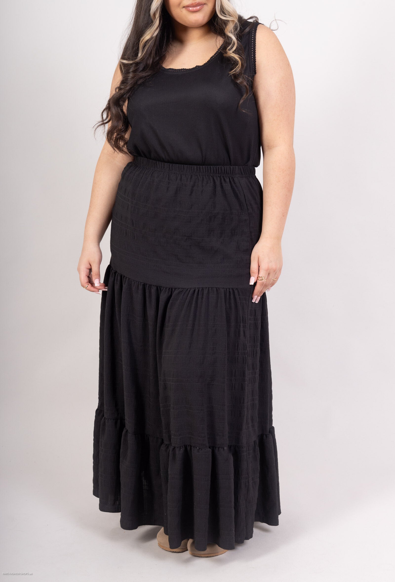 Plus Size Långkjol med Hög Midja och Flygande Slut