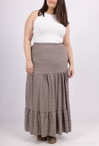 Plus Size Long -colored skirt with high waist and flying at the hemmerlet