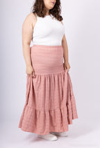 Plus Size Long -colored skirt with high waist and flying at the hemmerlet