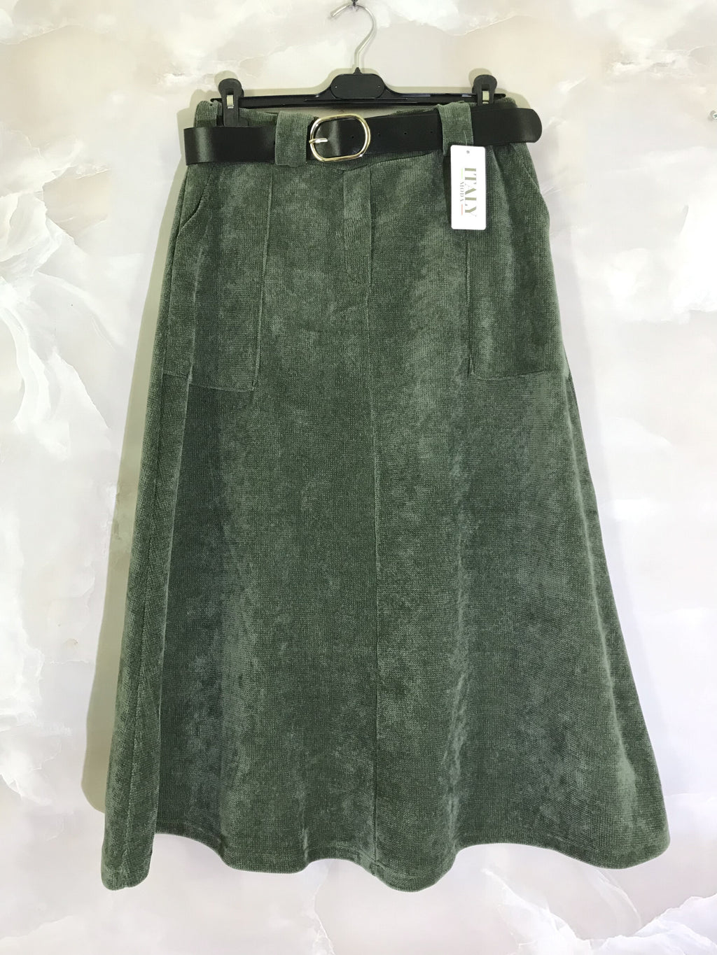 Lång Sammetkjol med Fickor - Plus Size 38 till 46