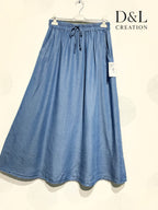 Plus Size Lång Denim Tencel Kjol i Stora Storlekar 38 till 50