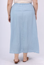 Plus Size Lång Denim Tencel Kjol i Stora Storlekar 38 till 50