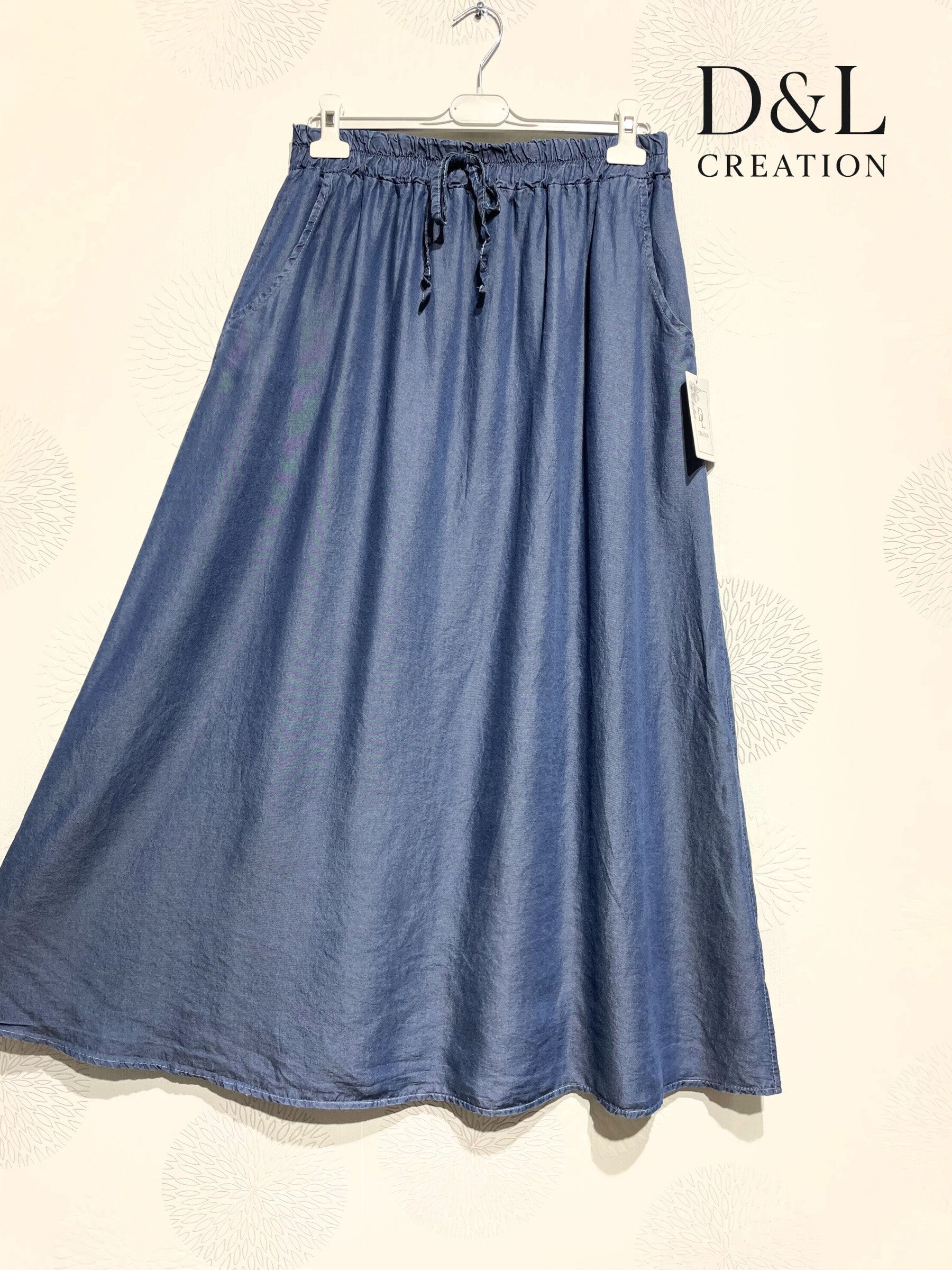 Plus Size Long denim tencel skirt size 38 to 50