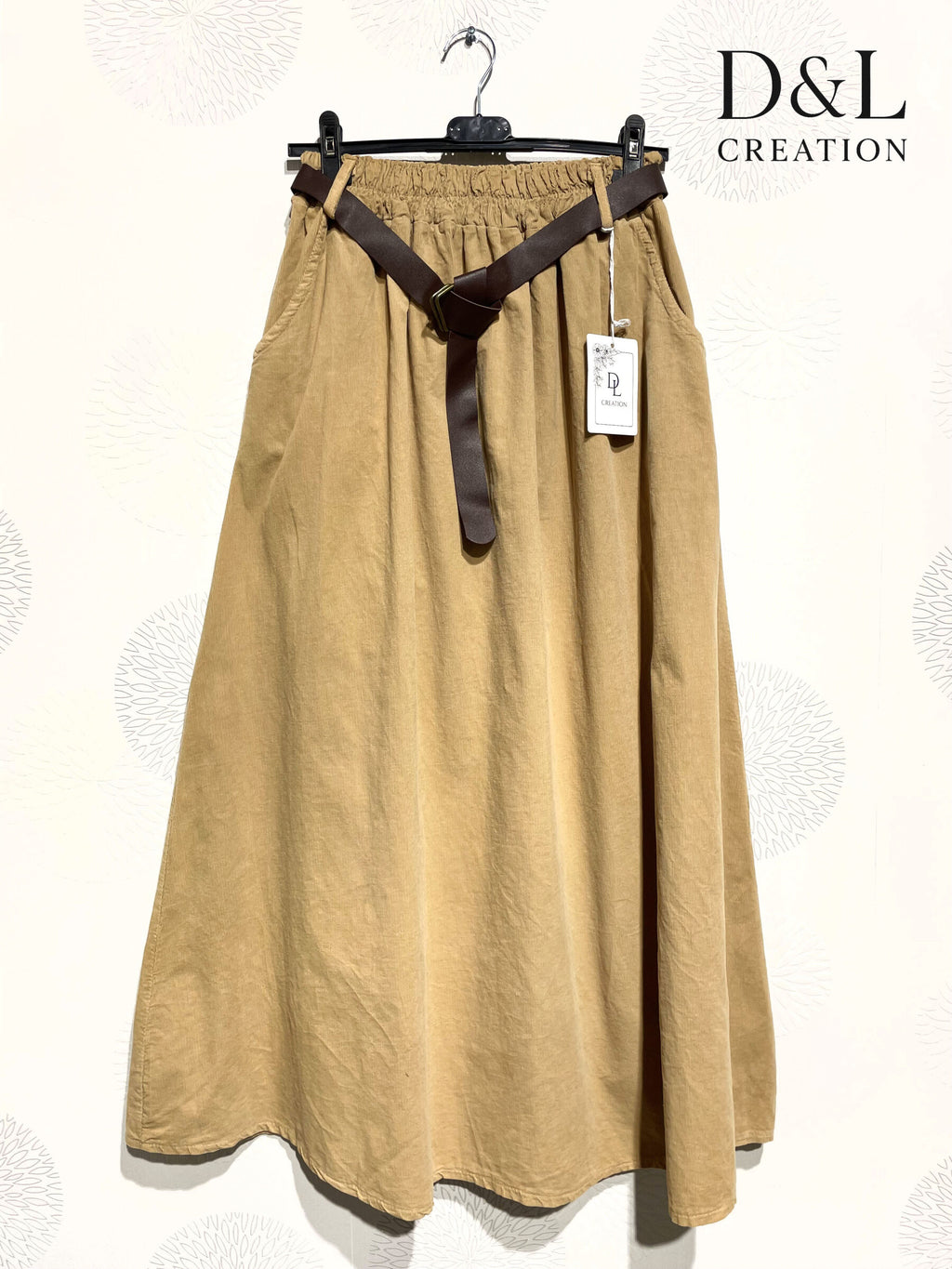 Long velvet skirt 100% cotton sizes 38 to 50 i Stora Storlekar