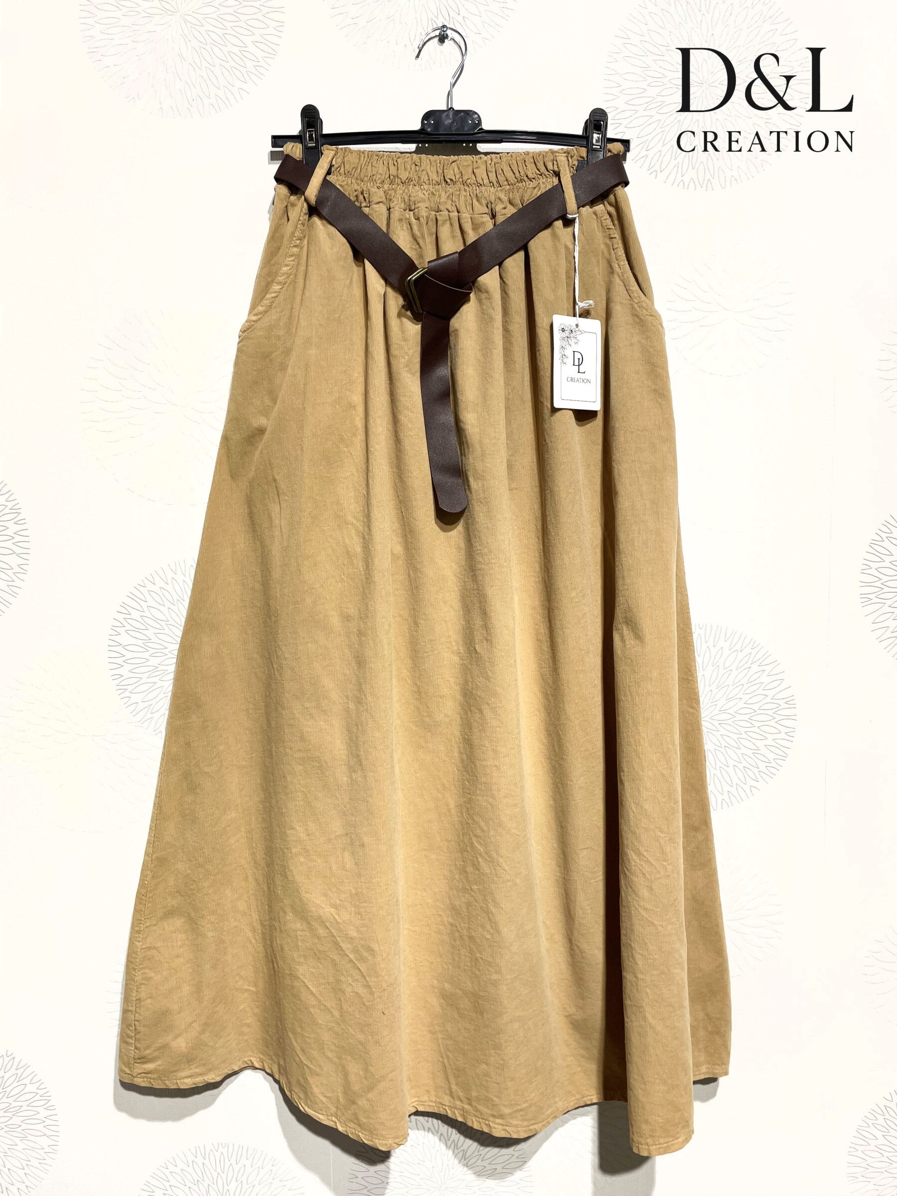 Long velvet skirt 100% cotton sizes 38 to 50 i Stora Storlekar