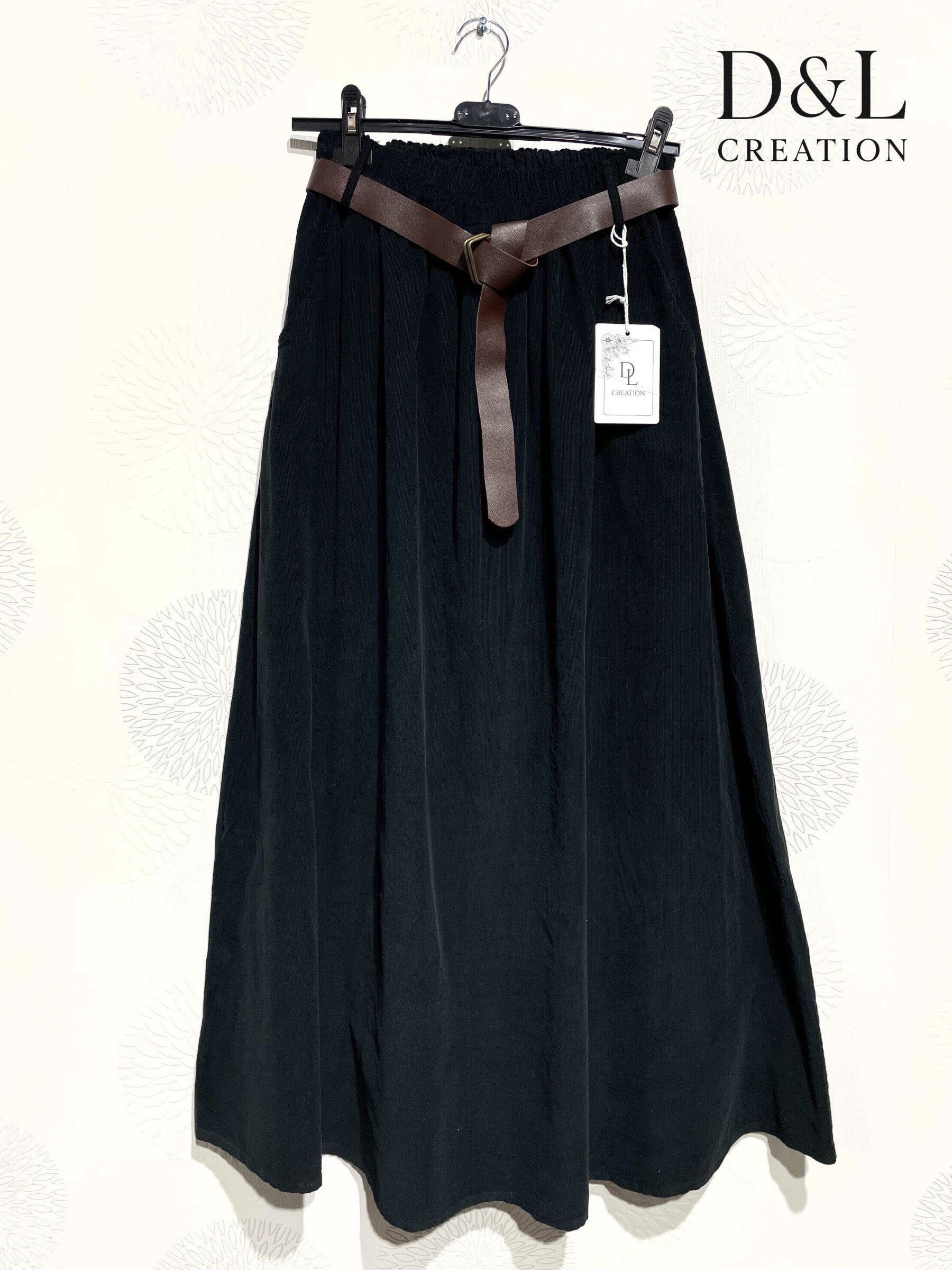 Long velvet skirt 100% cotton sizes 38 to 50 i Stora Storlekar