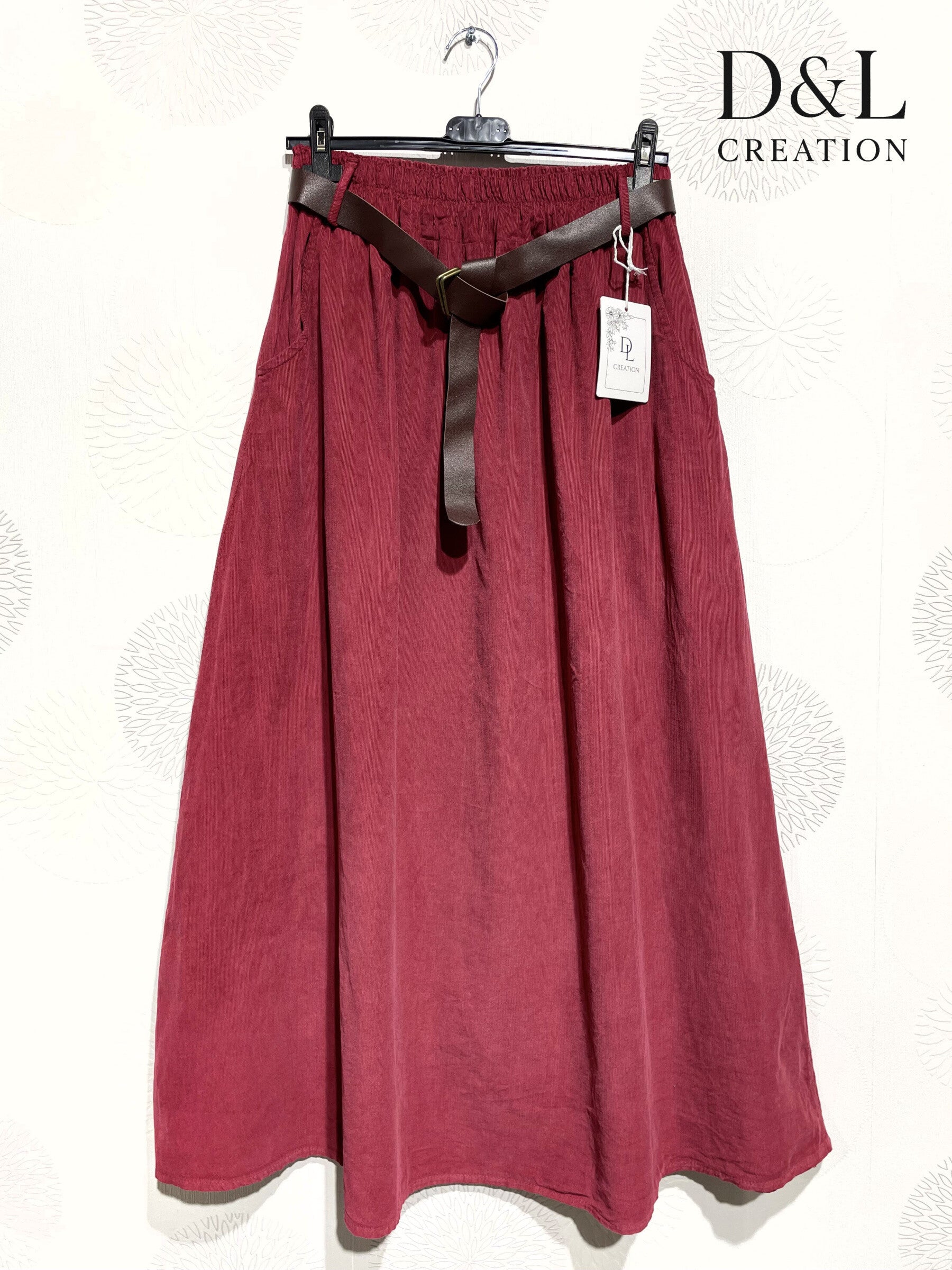 Long velvet skirt 100% cotton sizes 38 to 50 i Stora Storlekar