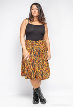 Plus Size Blommig Midi Kjol