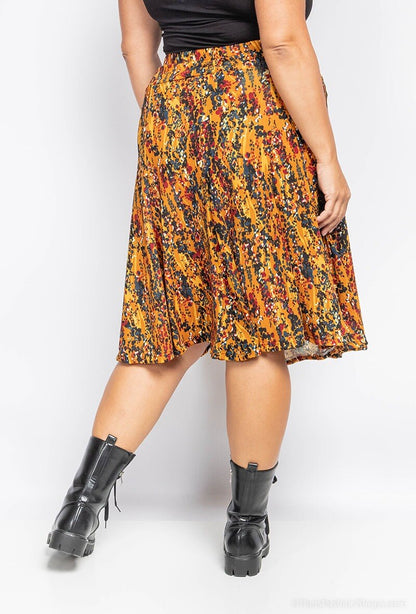 Plus Size Floral Print Midi Skirt