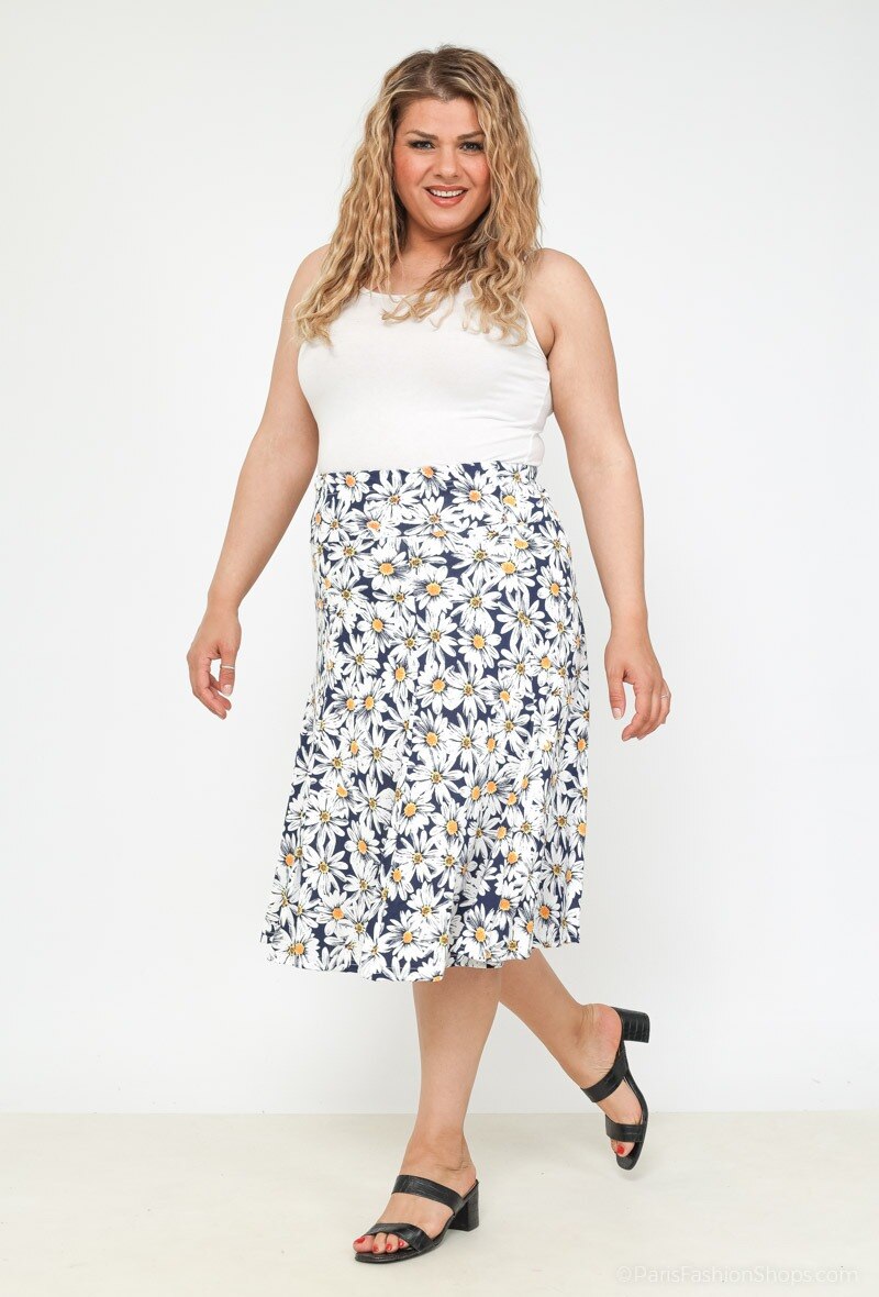 Plus Size Floral print midi skirt