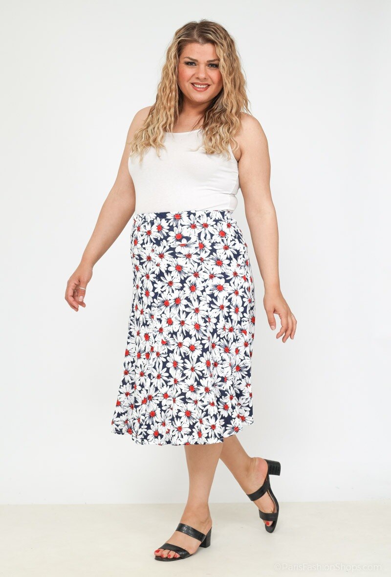 Plus Size Floral print midi skirt