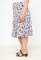 Plus Size Blommig Midi Kjol