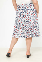 Plus Size Blommig Midi Kjol