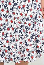 Plus Size Blommig Midi Kjol