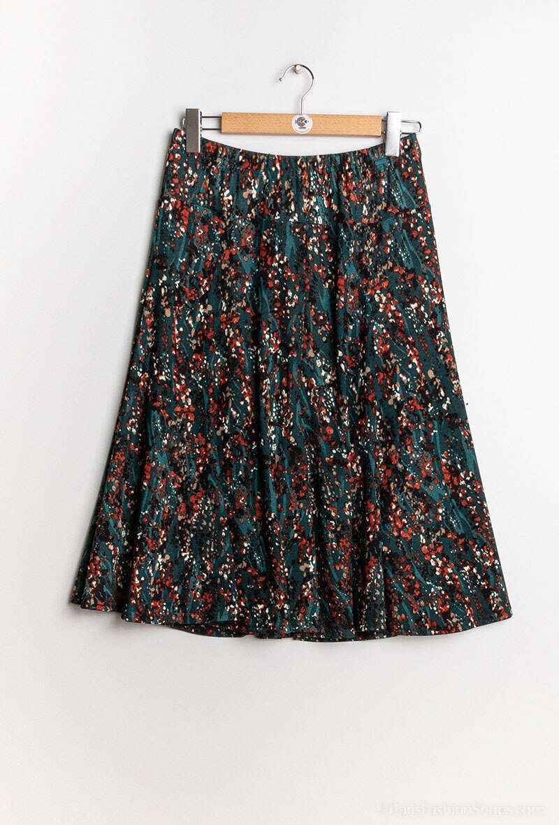 Plus Size Blommig Midi Kjol