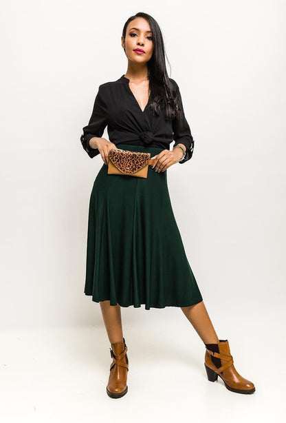 Plus Size Midi Skater Skirt