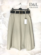 A-line midi skirt with pockets and belt sizes T36 to T44 i Stor Storlek